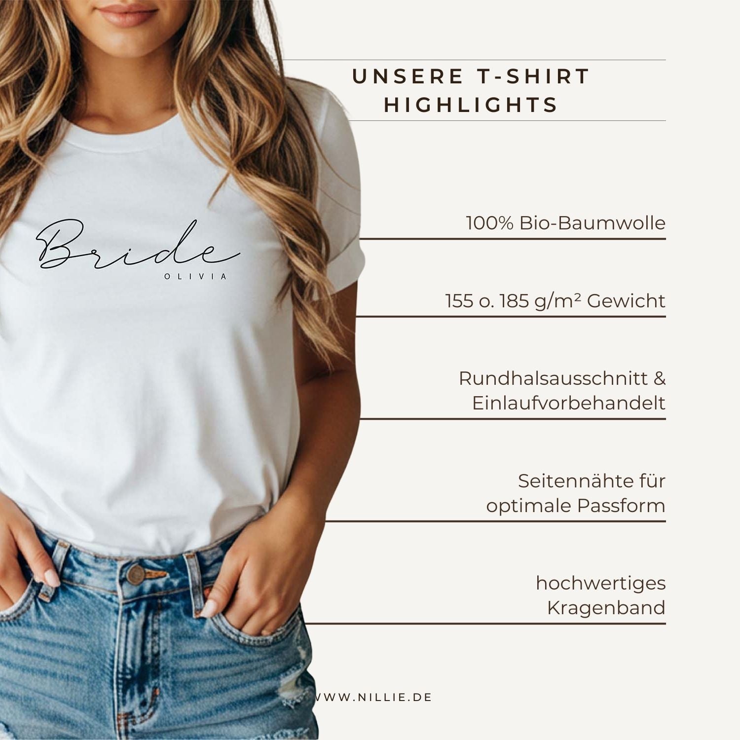 Grafik: Produkteigenschaften (Braut-Shirts)