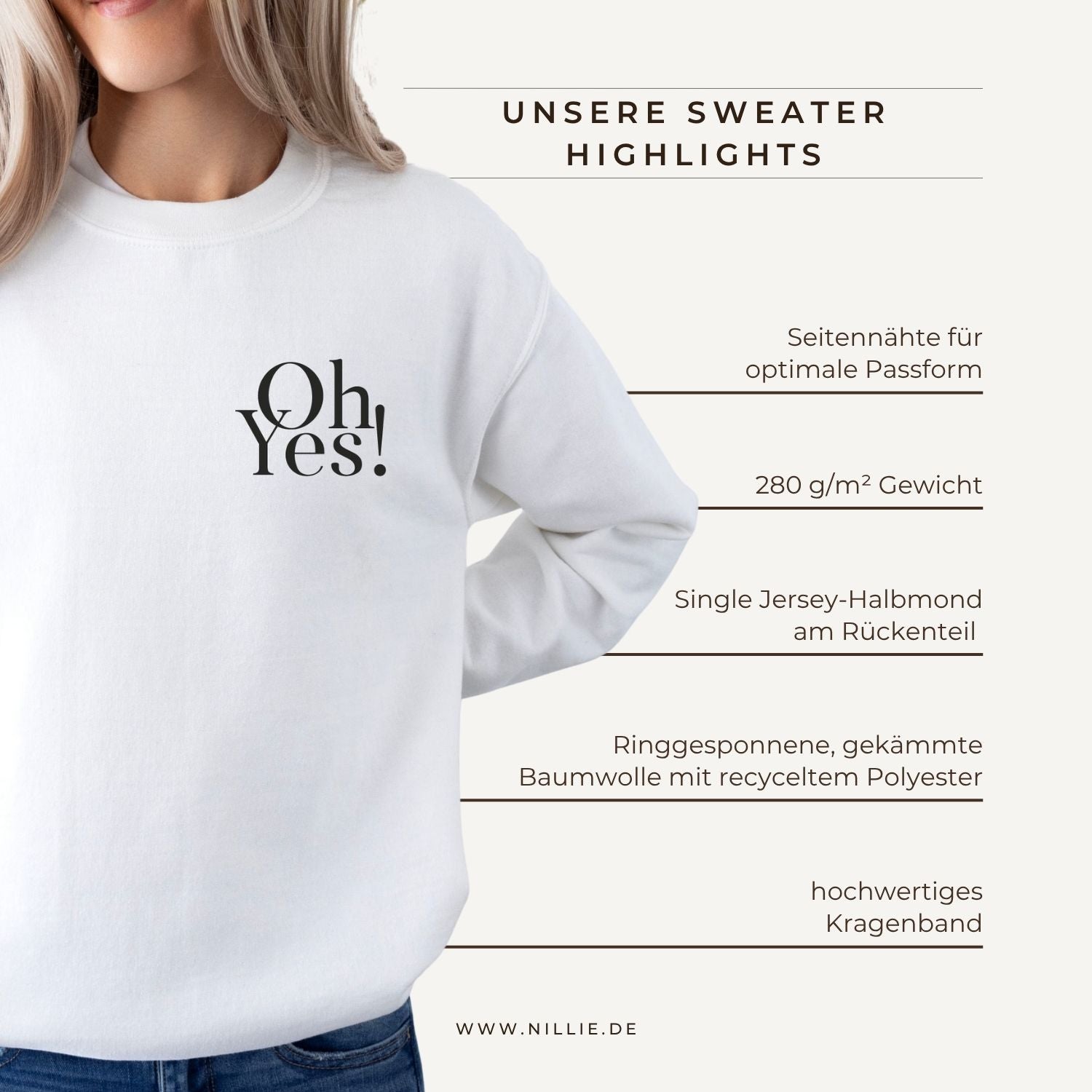 Grafik: Produkteigenschaften (Braut-Sweater)