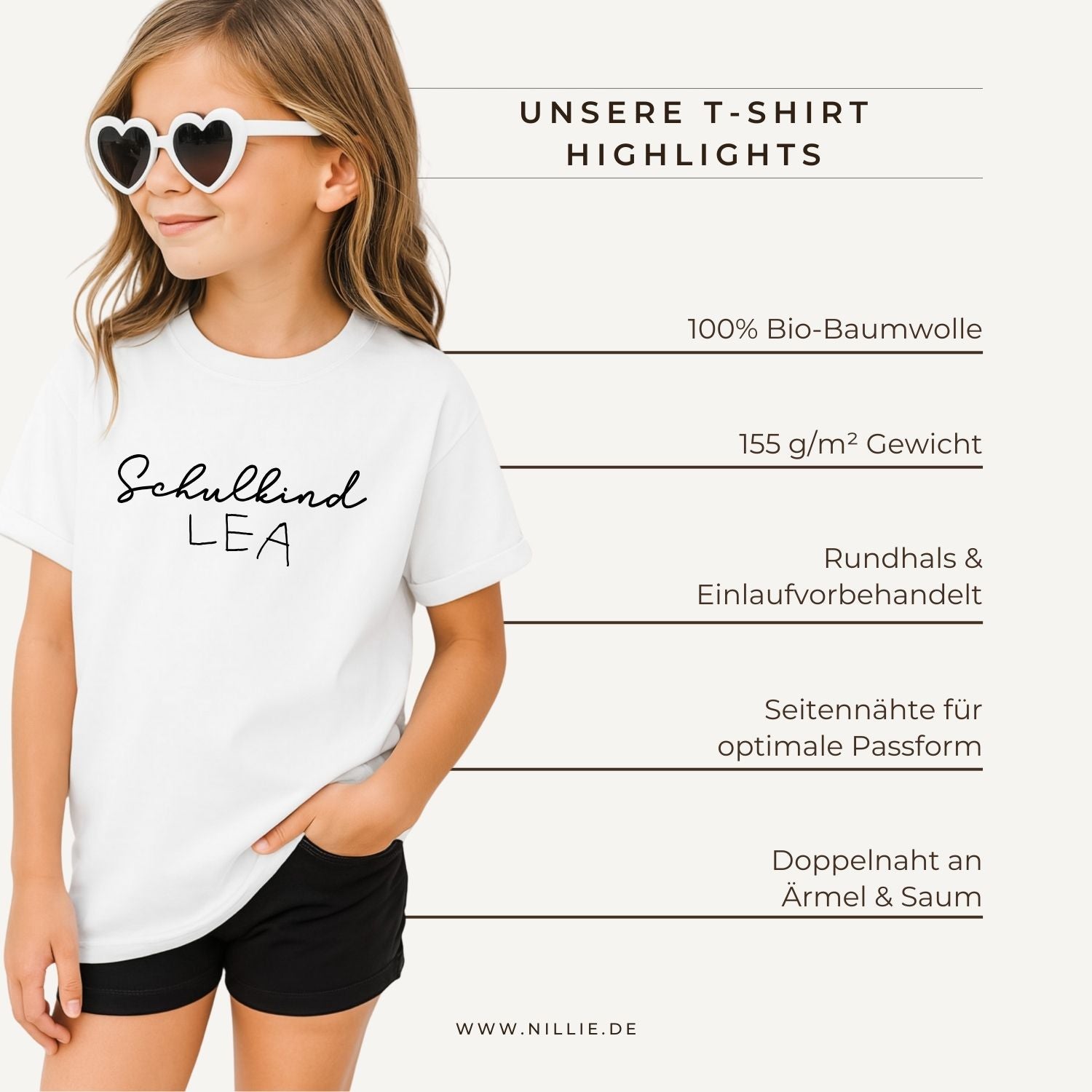 Grafik: Produkteigenschaften (Schulkind-Shirts von nillie)