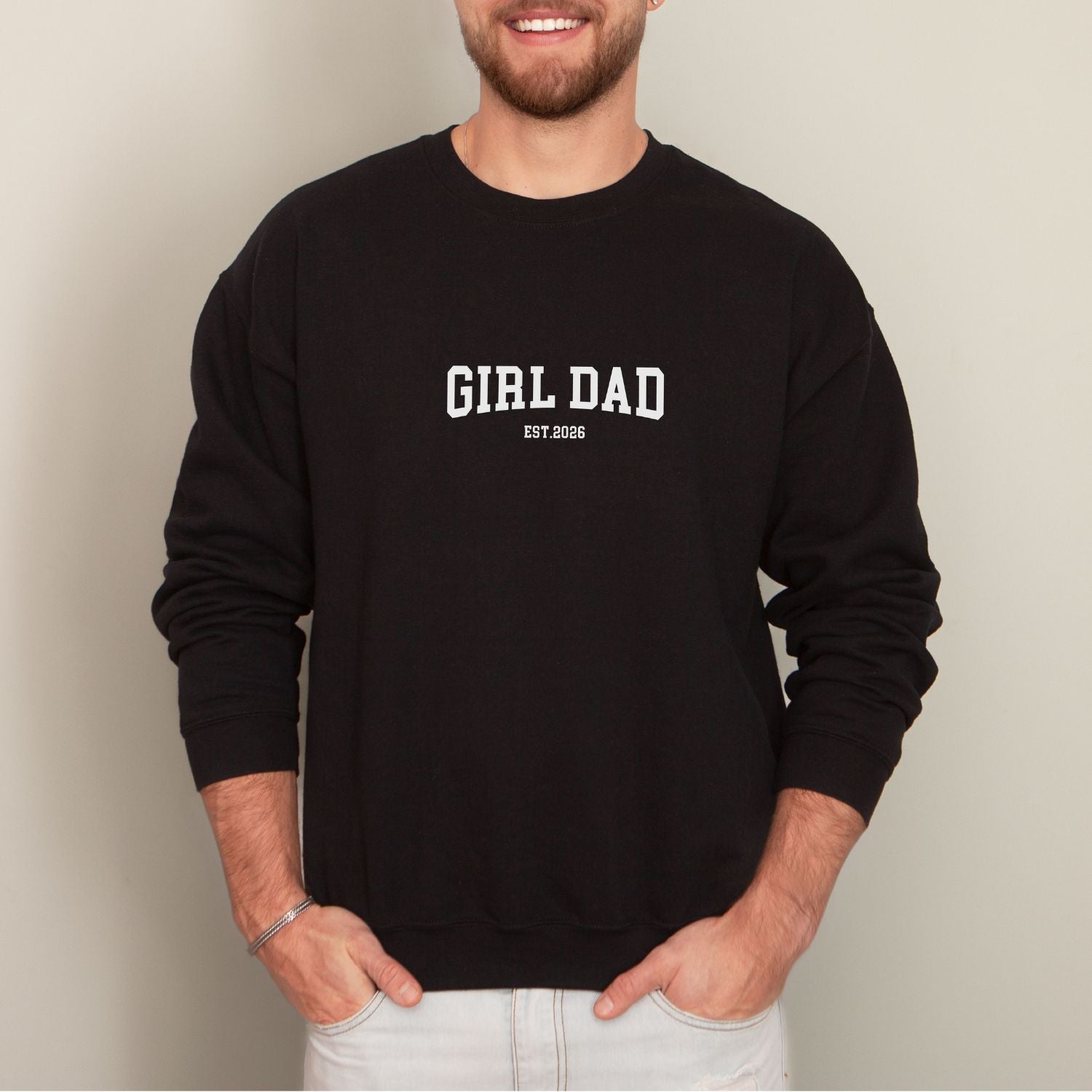 Pullover für Papa mit Aufdruck "Girl Dad - Est. 2026" (Jahreszahl änderbar)