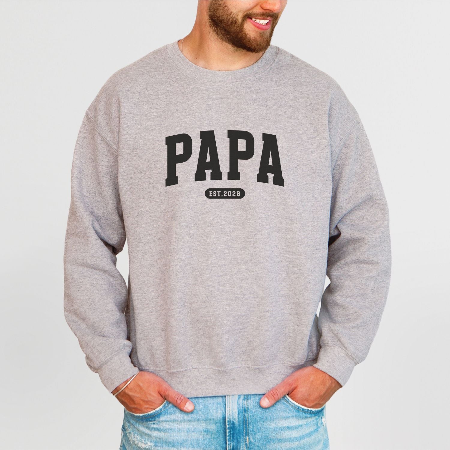 Pullover "PAPA" (Est. 20...), Farbe grau 