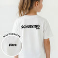 Schulkind T-Shirt (personalisiert mit Name und Jahr) für Mädchen