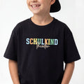 Kinder T-Shirt (schwarz) mit bunten "SCHULKIND" Aufdruck für Jungen
