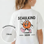 Schulkind T-Shirt (Mädchen) mit Name und Jahr (+ Basketball-Grafik im Comic-Style)