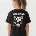 Schulkind T-Shirt (Mädchen) mit Name und Jahr (+ Fußball-Grafik im Comic-Style)