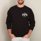 Personalisierter Sweater mit "PAPA" Brustaufdruck + Kindername und Geburtsjahr