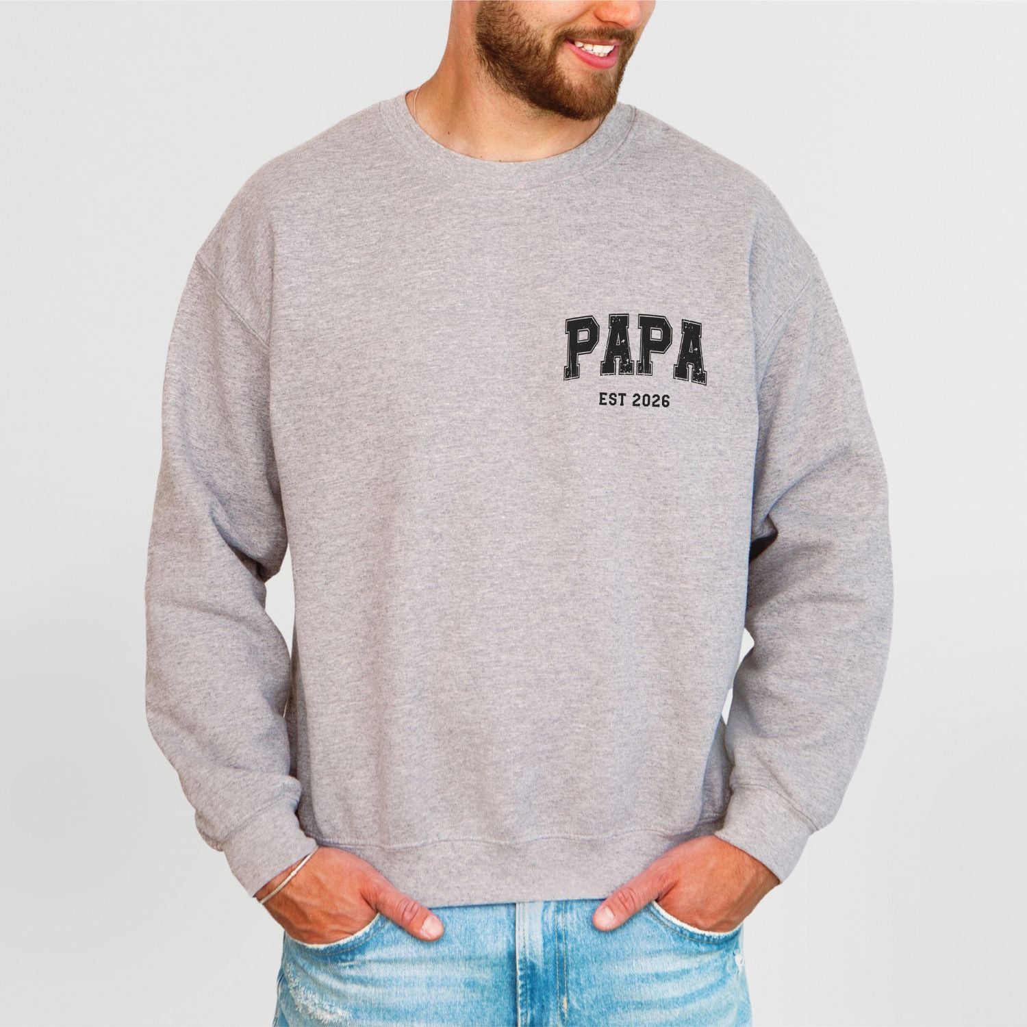 Sweatshirt für Papa, mit Aufdruck: "PAPA Est. 20xx" (Jahreszahl anpassbar), #Vatertagsgeschenk