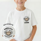 T-Shirt Einschulung "ENDLICH SCHULKIND 😀" {mit Name} für Junge