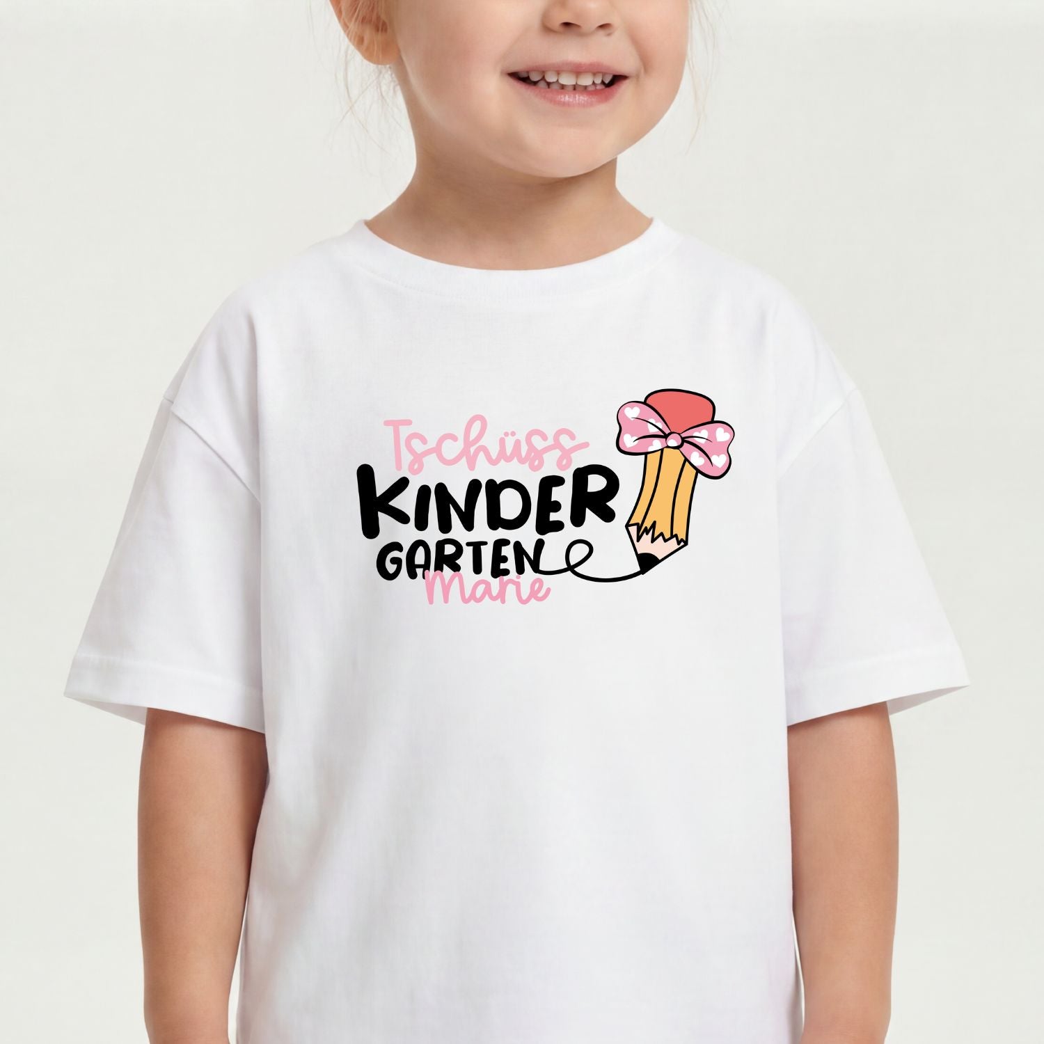 Kinder T-Shirt (Mädchen) "Tschüss KINDERGARTEN" mit Name