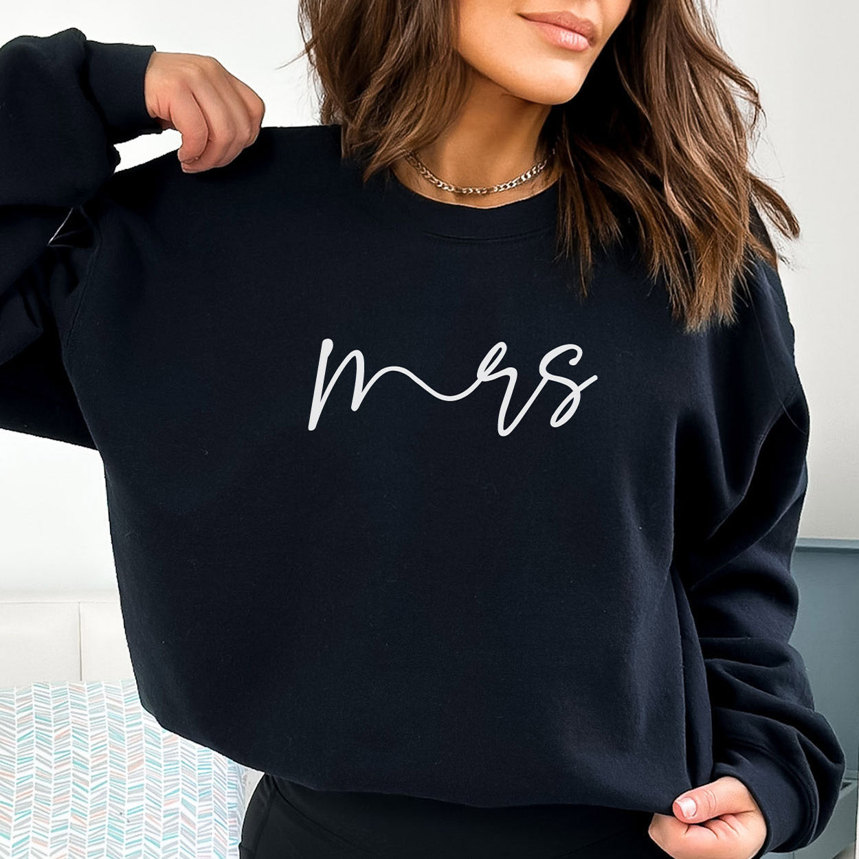 Braut-Pullover "mrs" (schwarz), Geschenk für die Braut zur Hochzeit
