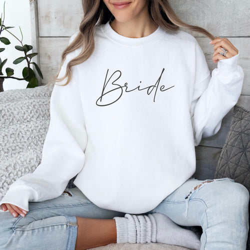 Braut-Pullover (weiß) mit filigranen "Bride"-Aufdruck