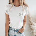 Braut-Shirt (weiß) mit dezenten "Bride"-Aufdruck