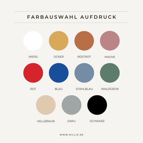 Grafik: 11er Farbauswahl für Aufdruck und Schriftfarben (nillie Shirts & Sweater)