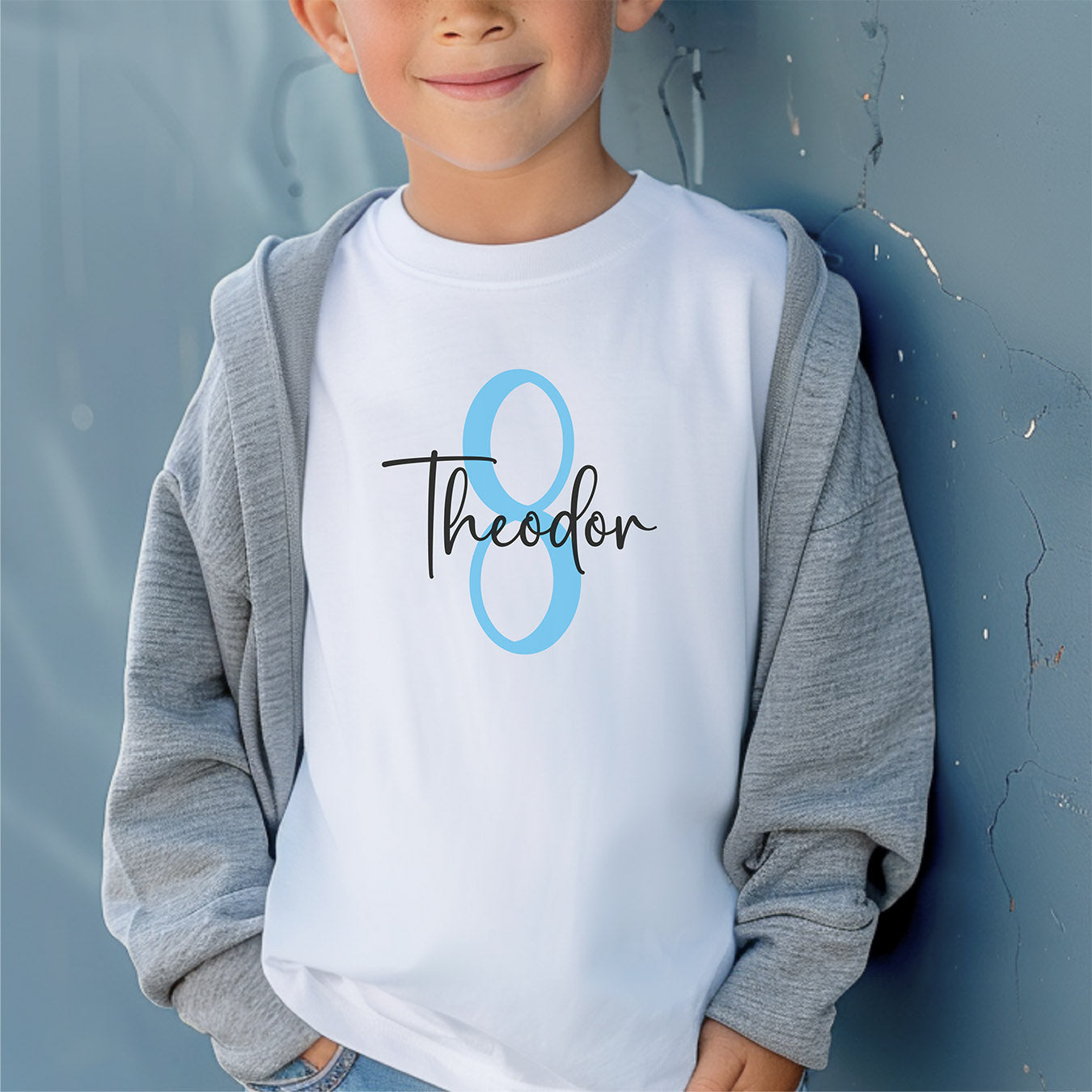 Geburtstags-Longsleeve für Kinder, personalisiert mit Name und Alter