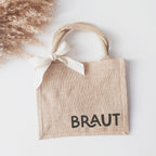 Jutetasche mit "BRAUT"-Schriftzug für den JGA
