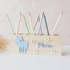 Horse Club: Stiftehalter aus Holz (personalisiert mit Name) mit Pferd als Geschenk für Mädchen