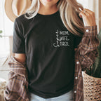 Geschenk Mama: T-Shirt "Super: Mom. Wife. Tired.", schwarz