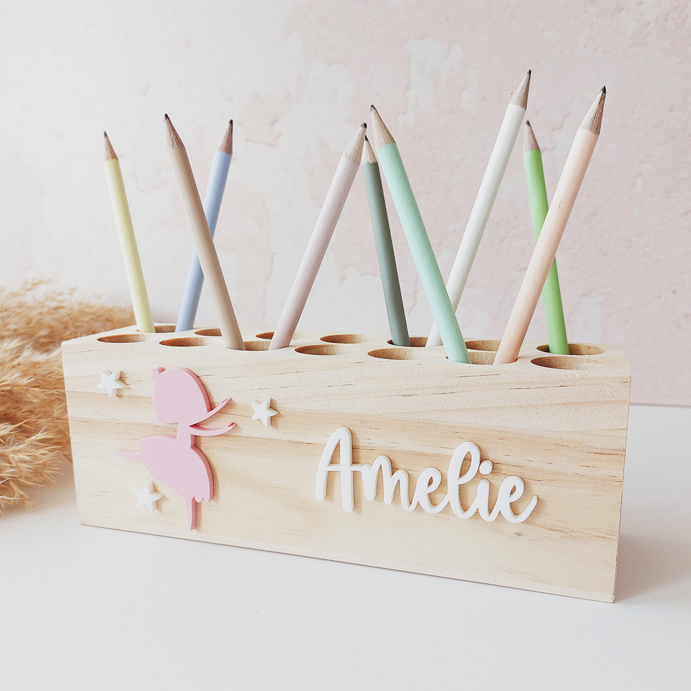Stiftehalter "Ballerina", personalisiert mit Name - für Mädchen