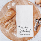 Geschirrtuch mit Aufdruck: "Familie + Familienname und 3 Vornamen" (Eltern + Kind)
