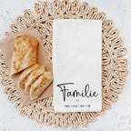 Geschenk zum Einzug: Geschirrtuch mit Aufdruck "Familie ♥ + 4 Vornamen"