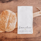 Geschirrtuch mit Aufdruck "familie ♥ + Vornamen", #Geschenkidee Einzug Wohnung