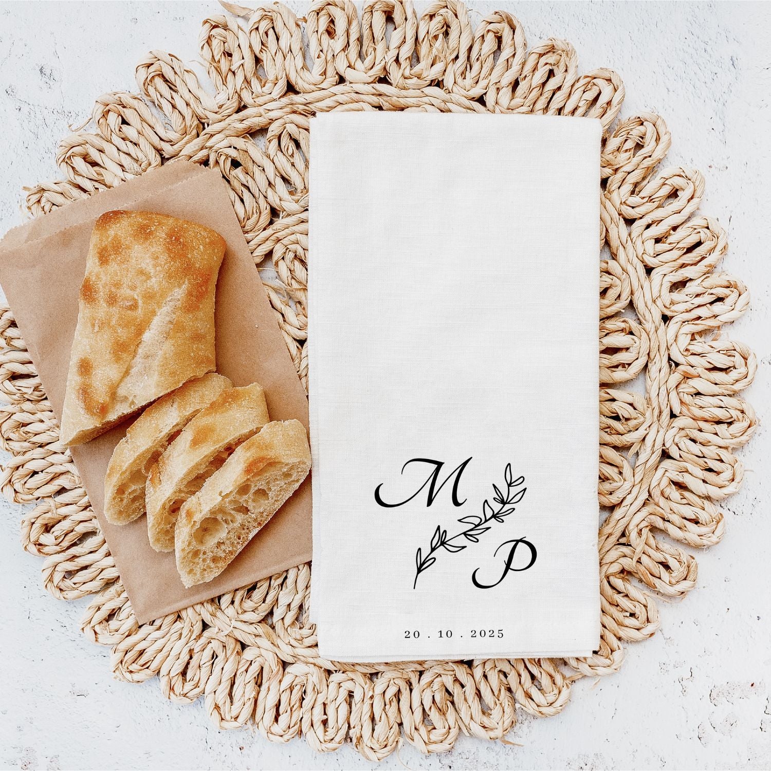 Geschirrtuch (mit Initialen & Datum), #Geschenk Polterabend