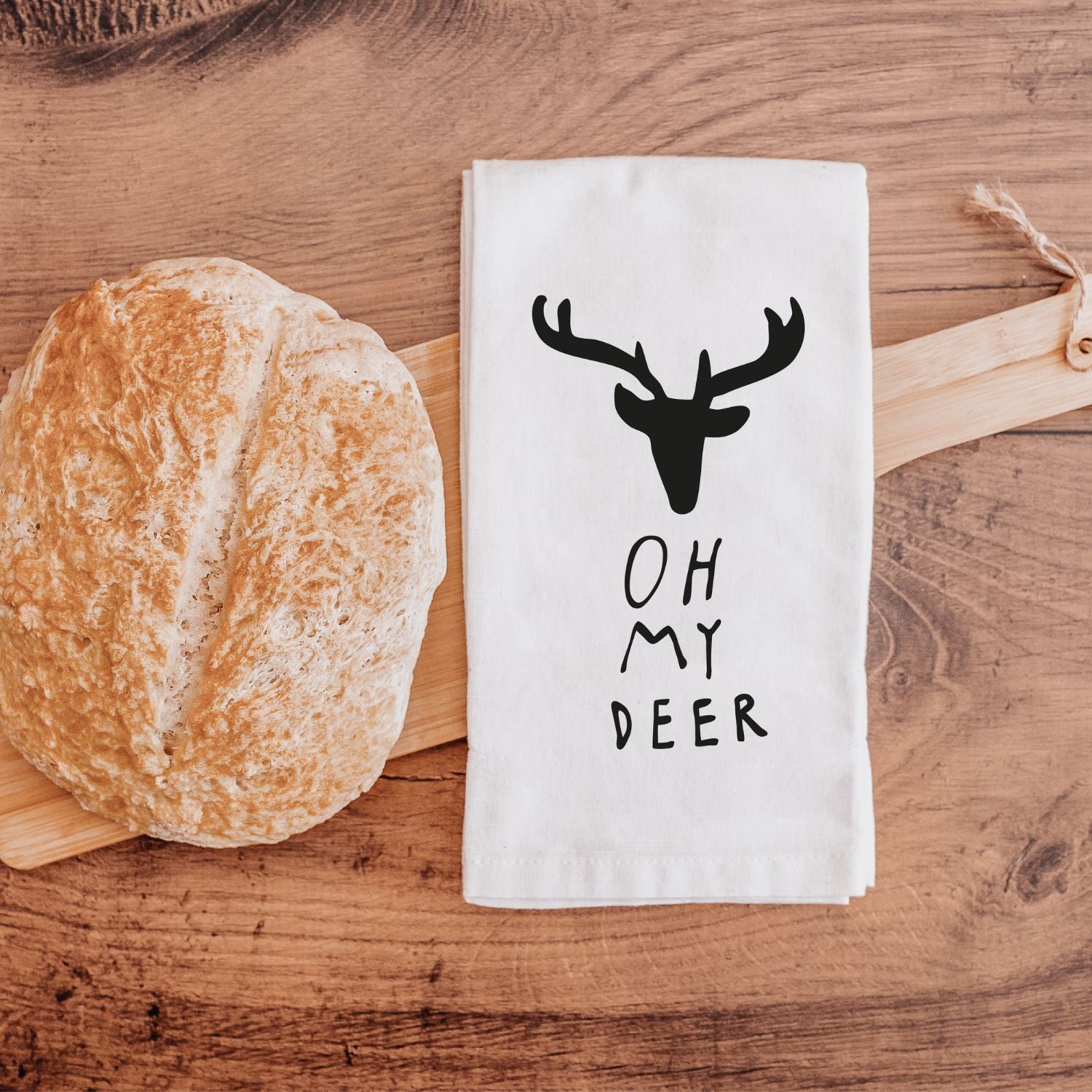 Geschirrtuch (mit Rentier-Grafik und "OH MY DEER" -Aufdruck), #Weihnachten