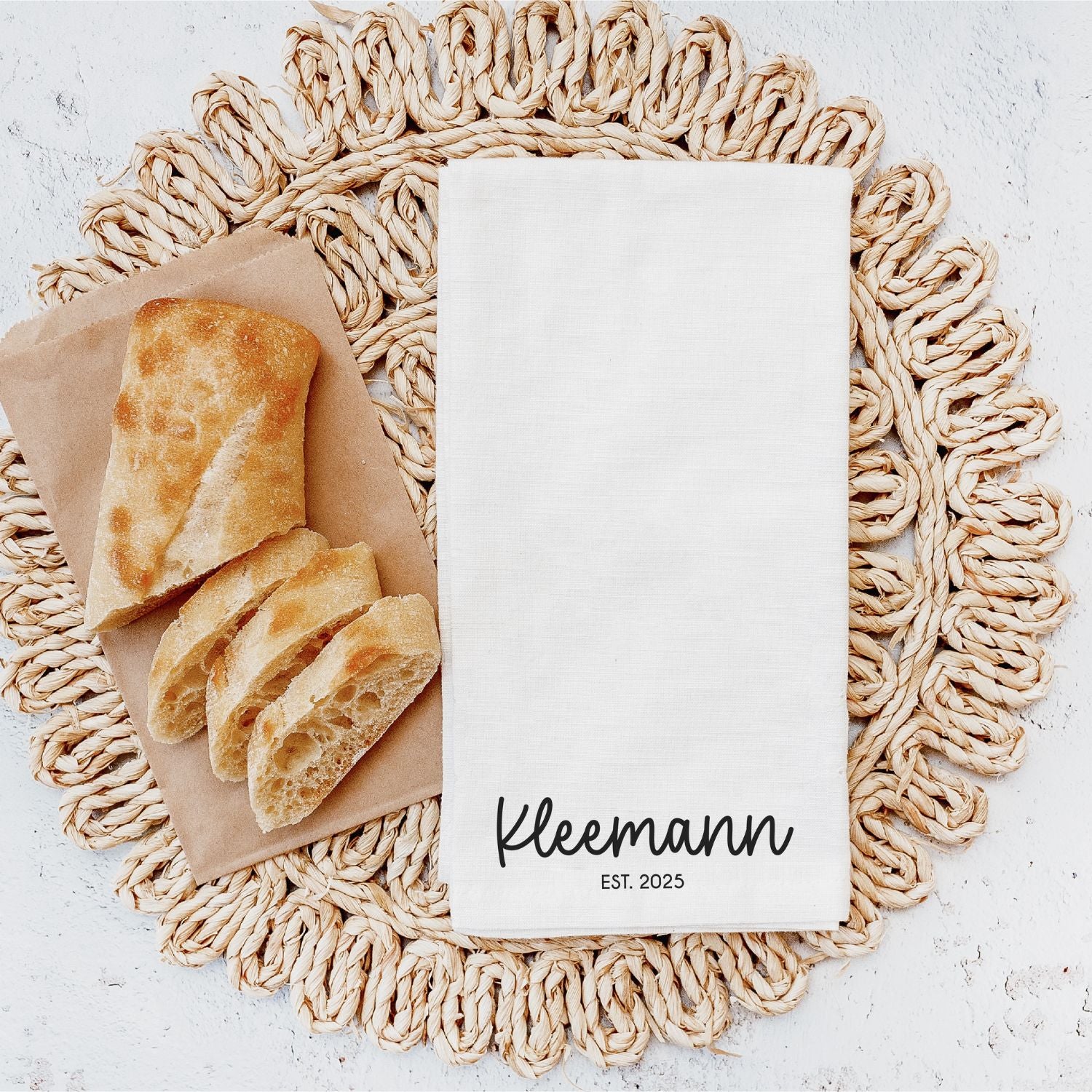 Personalisiertes Geschirrtuch mit Aufdruck des Familiennamens & Hochzeitsjahr, #Geschenkidee Hochzeit