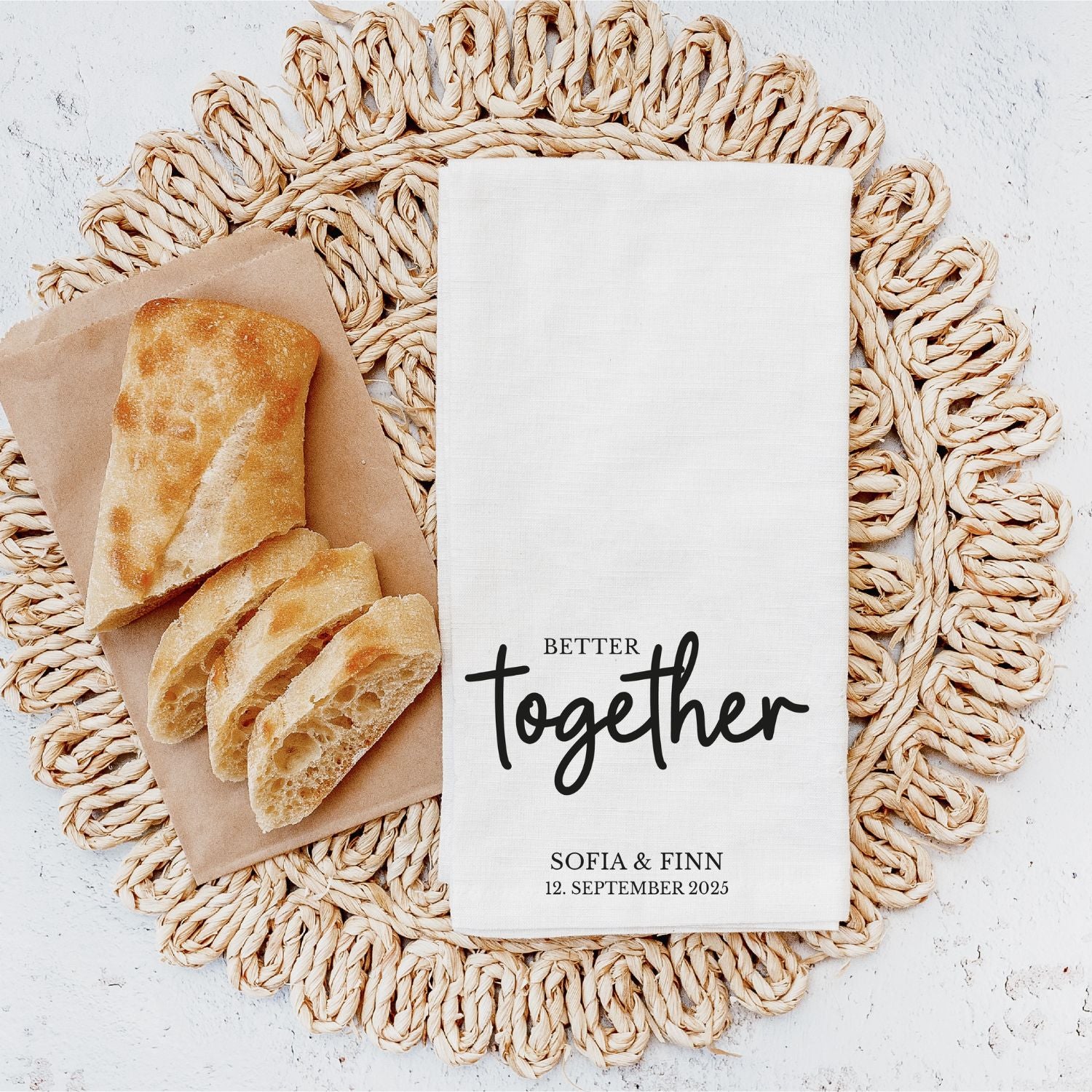 Geschirrtuch "BETTER together" (mit Namen & Hochzeitsdatum), #Geschenk Hochzeit