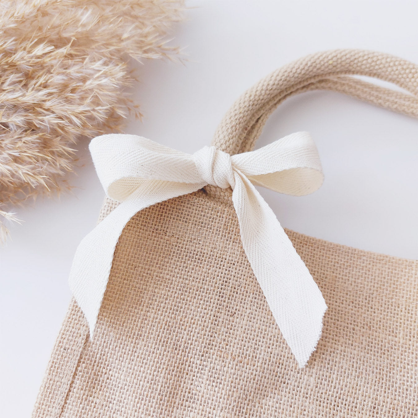 Jutetasche, Detailansicht Schleife