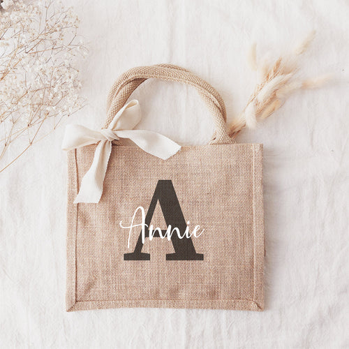 Jutetasche (personalisiert mit Name und Initiale)