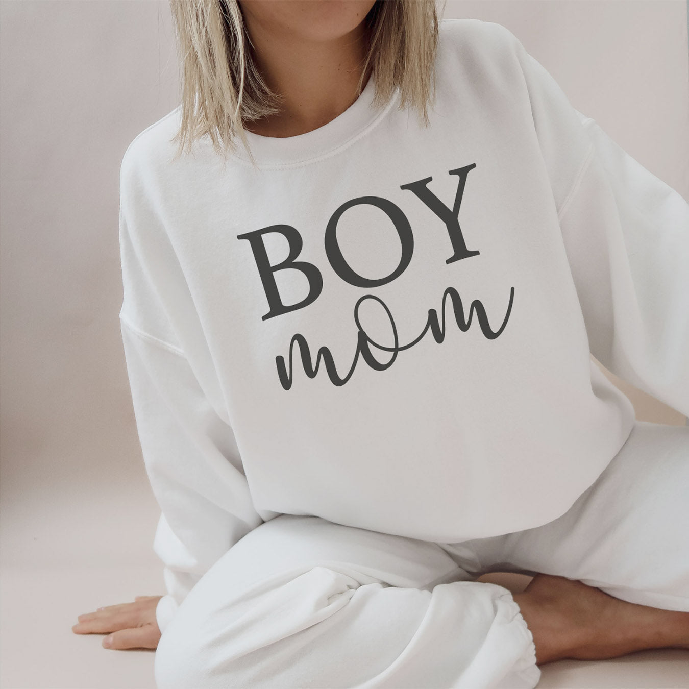 Mama-Pullover "BOY mom" (weiß), #Geschenk zur Geburt Junge