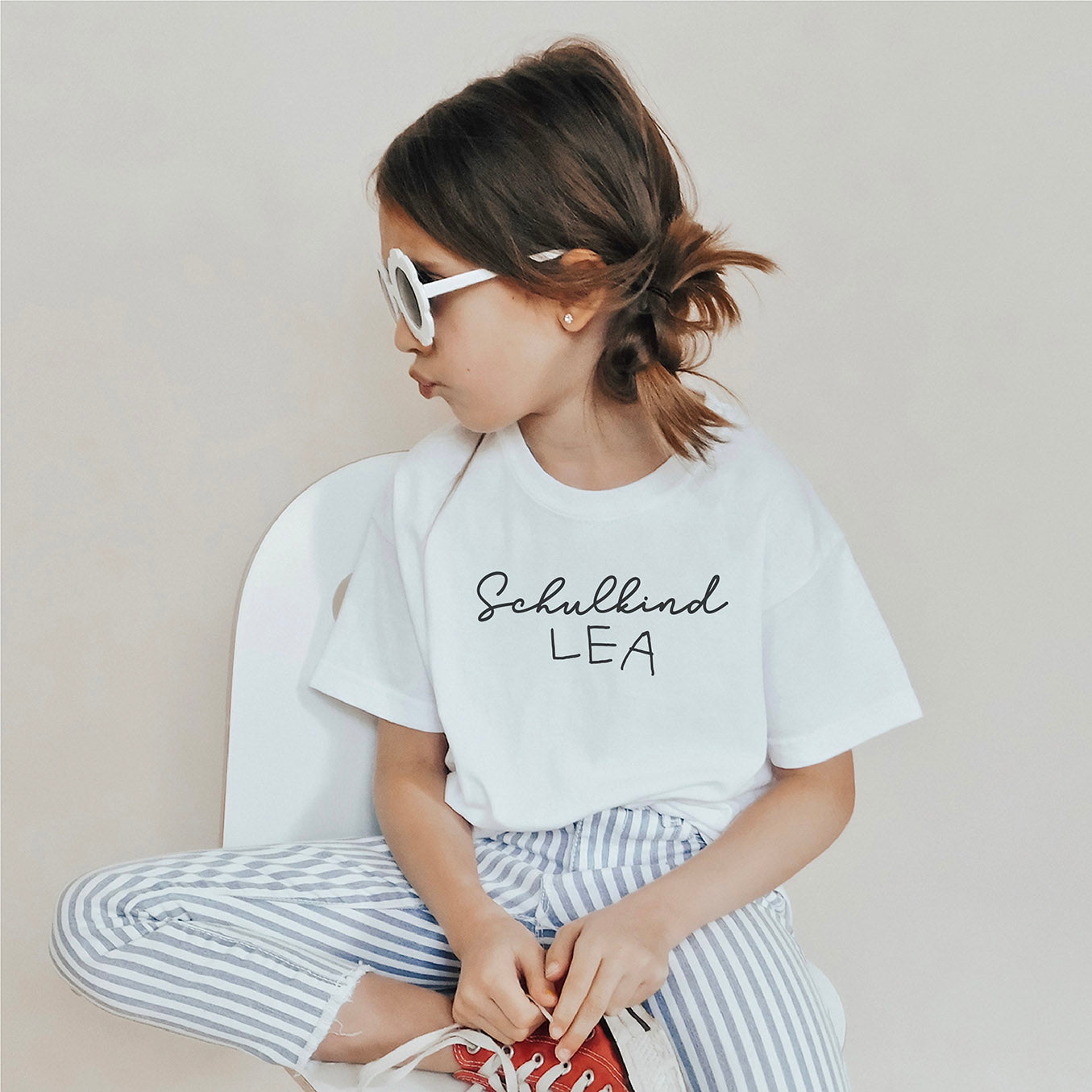 Schulkind T-Shirt mit Kinderzeichnung (personalisiert mit selbst geschriebenen Namen)
