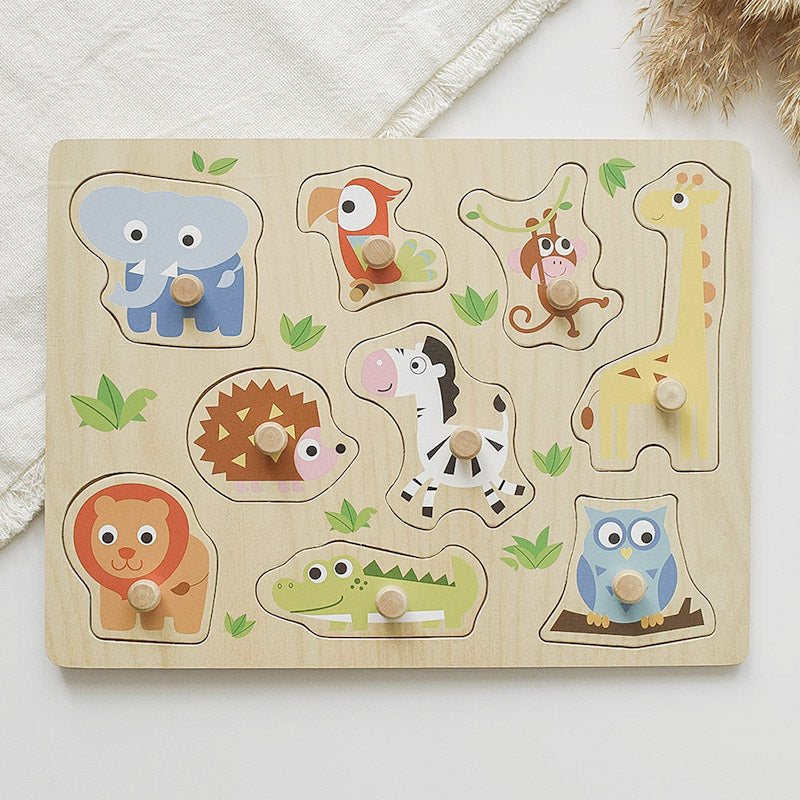 Steckpuzzle "Tierkinder" (personalisiert) aus Holz