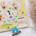 Steckpuzzle "Tierkinder" (personalisiert) aus Holz als Geschenk zum 1. Geburtstag